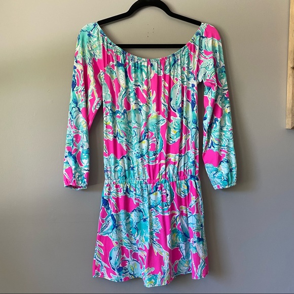 Lilly Pulitzer Lana Skort Romper Razberry Lobsters In Love - Picture 5 of 7